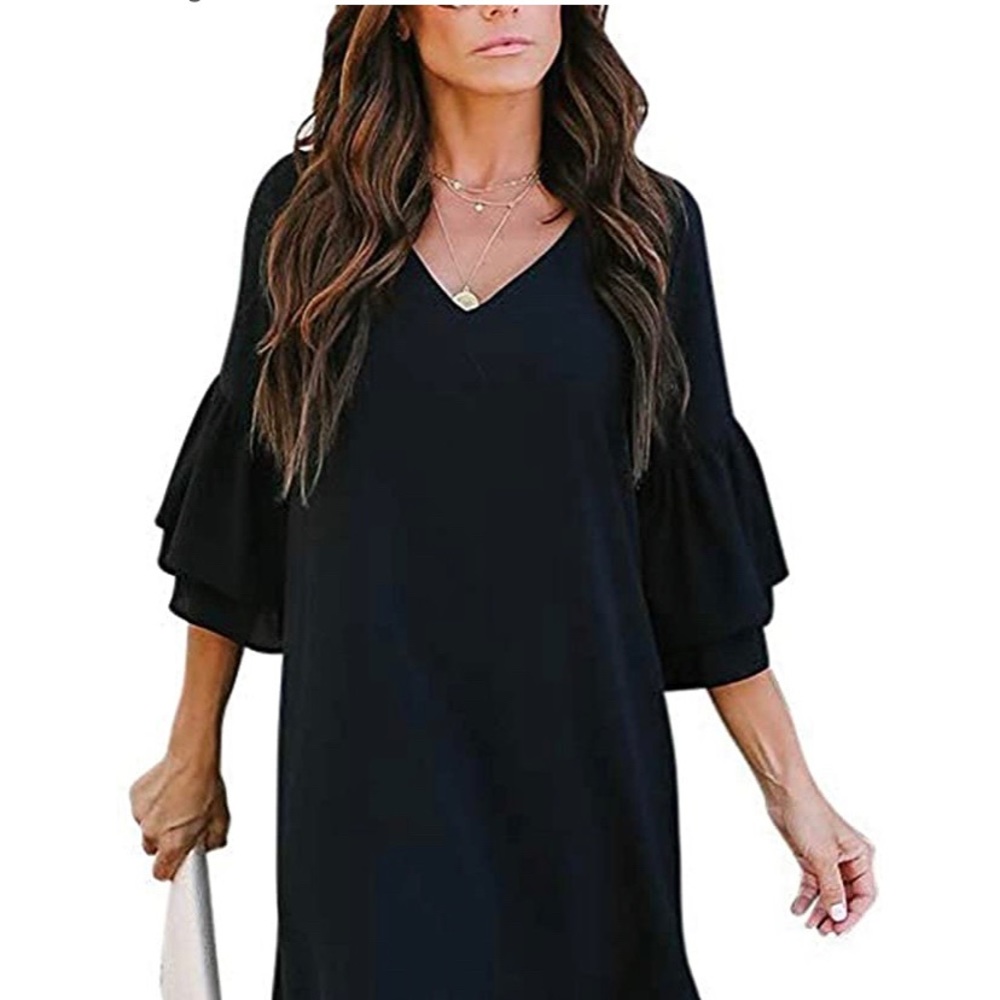 Black V-neck tunic / mini dress